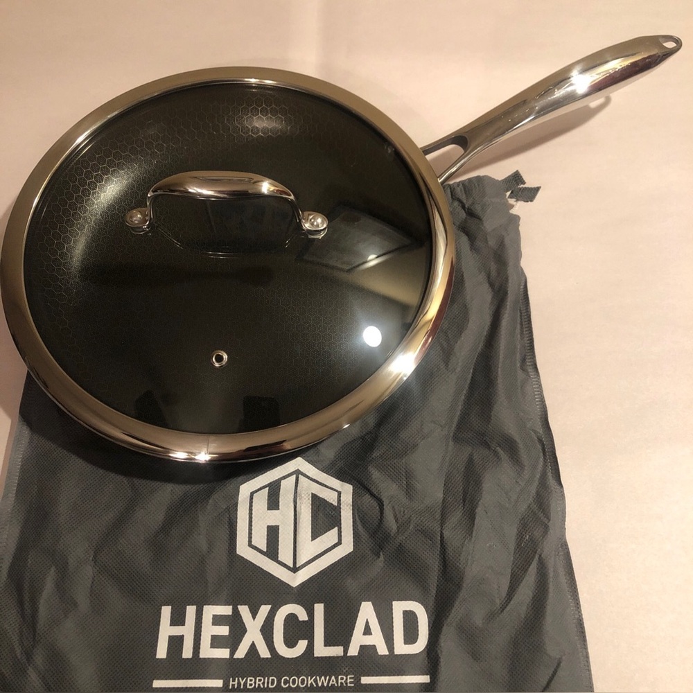 HEXCLAD 10" Frying Pan Hybrid Stainless Steel Non-Stick Fry Pan with Lid
